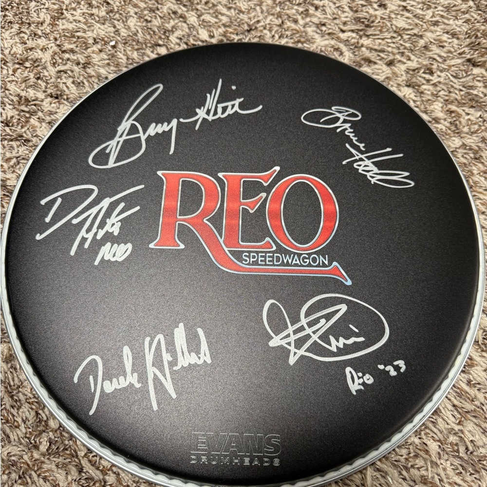 RARE REO Speedwagon autograph drum pad